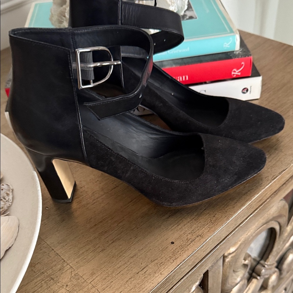 MaxMara Black Suede Heels with Buckle